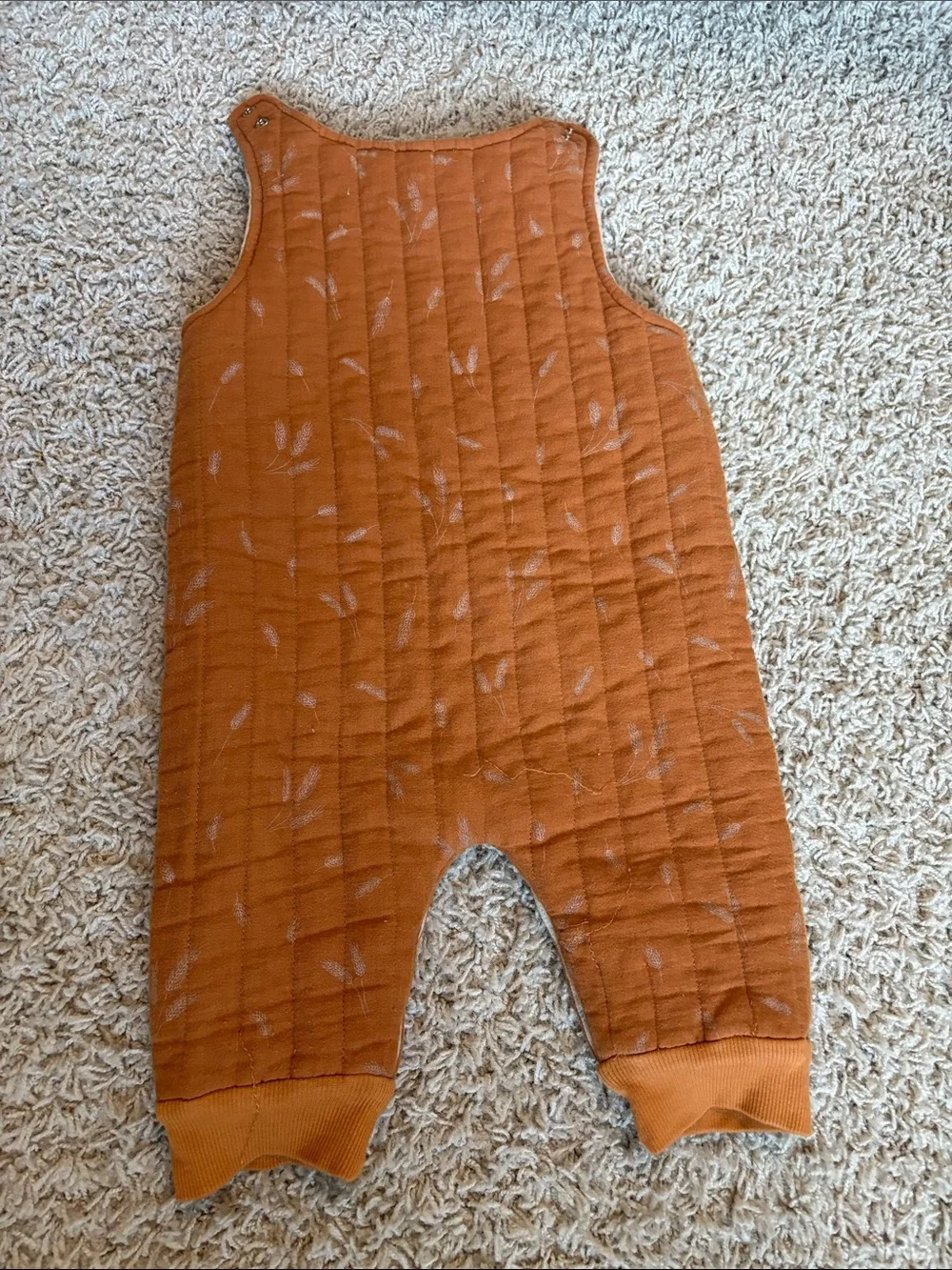 Quilted Sleeveless Baby One-Piece in Rust